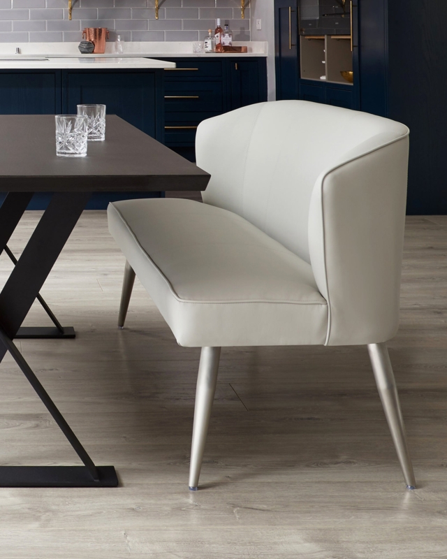 Mellow Light Grey 3 Seater Dining Bench with Back | Danetti