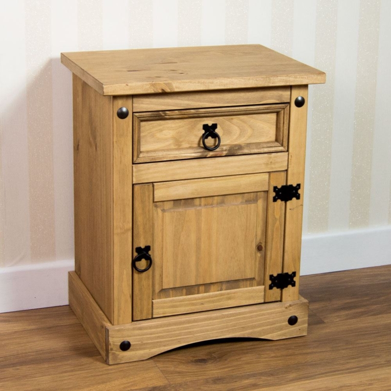 Mexican Solid Pine Wood Rustic Nightstand