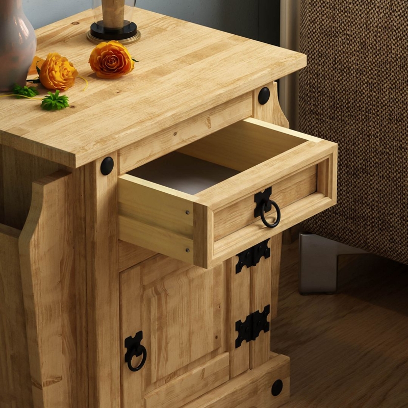 Mexican Solid Pine Wood Rustic Side Table