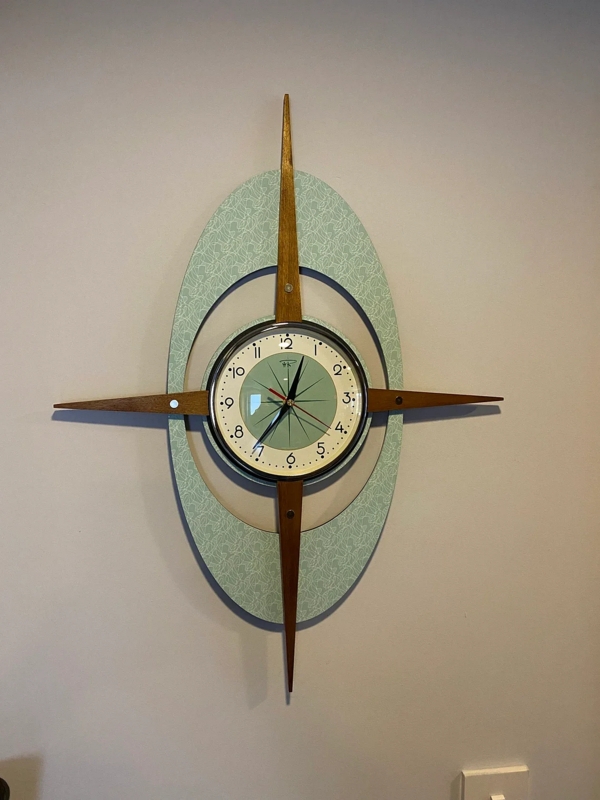 Mid Century Asymmetric Queens Gambit Wall Clock