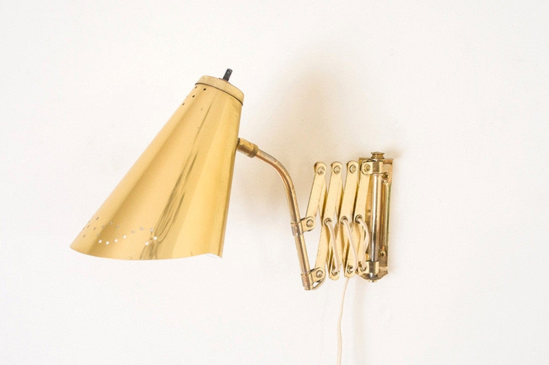 Mid-Century Modern Brass Adjustable Wall Sconce