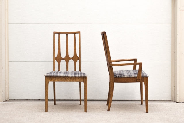 Mid-Century Modern Broyhill Brasilia Plaid Dining Chairs