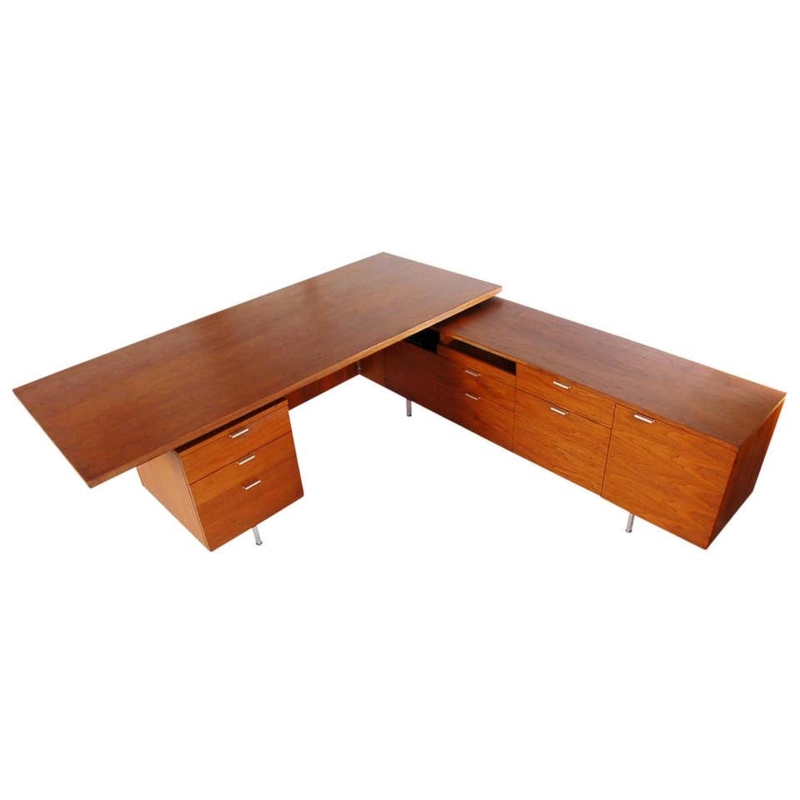 Mid-Century Modern L-Shaped Executive Desk by George Nelson