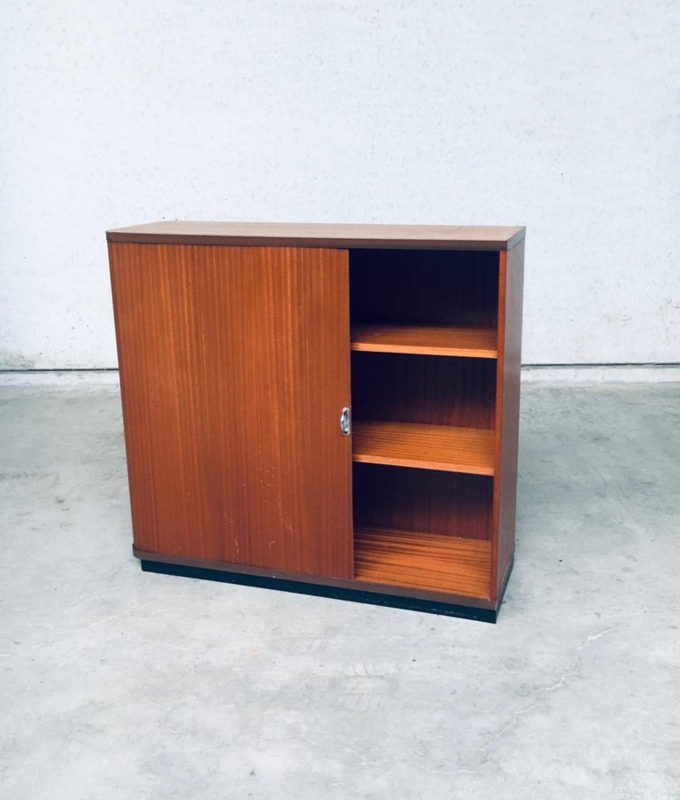 Mid-Century Modern Sliding Door Wood Filing Cabinet