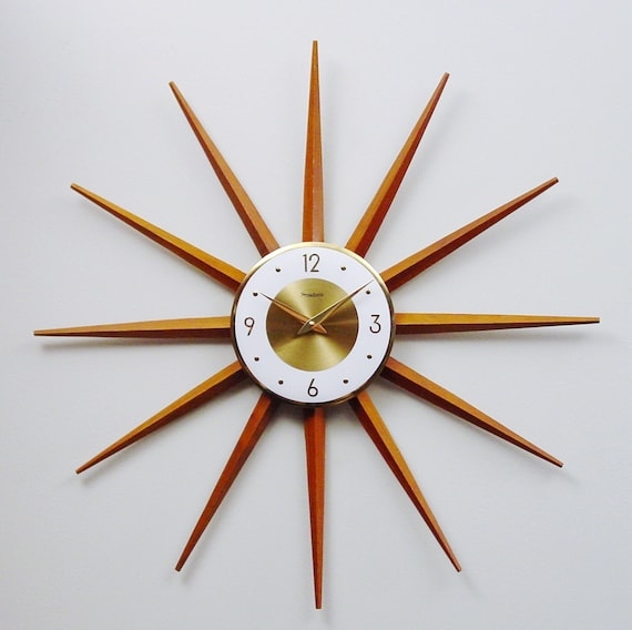 Mid Century Modern Starburst Clock Atomic Wall by ClubModerne