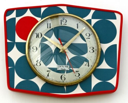 Mid Century Modern Vintage Wall Clock with Geometric Design