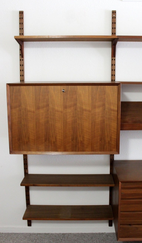 Mid-Century Modern Walnut Wall-Mounted Shelving Unit