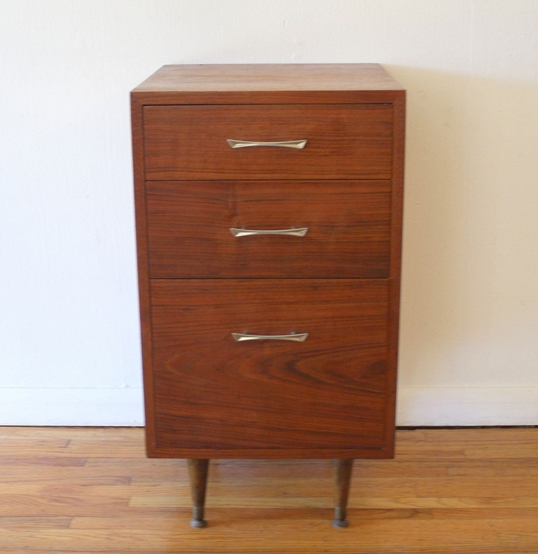 Mid-Century Modern Wooden Filing Cabinet with Drawers