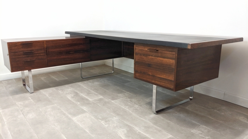 Mid Century Rosewood L-Shaped Executive Desk