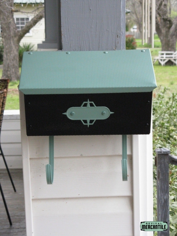 Mid Century Vintage Mailbox with Mint Green Accent