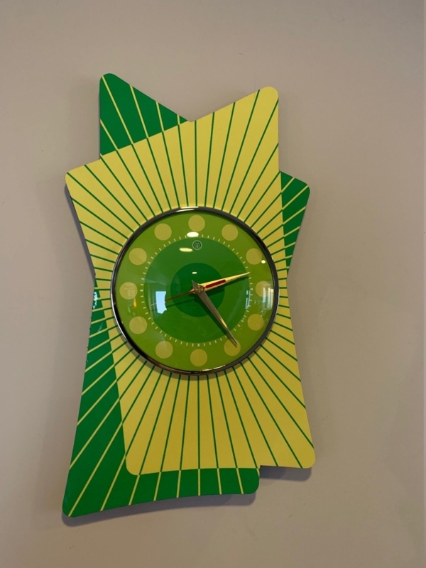 Midcentury Green Lucite Formica Wall Clock