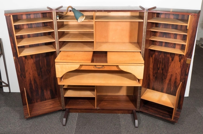 Midcentury Rosewood Norwegian Hideaway Desk with Storage