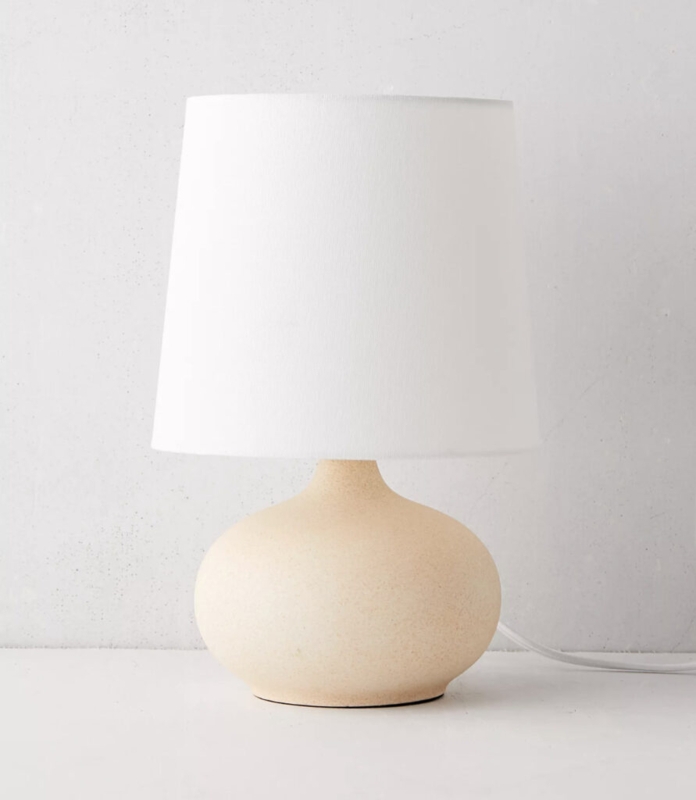 Minimalist Beige Ceramic Table Lamp with White Shade