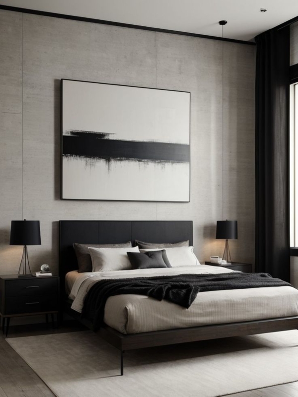 Minimalist Bold Black and White Bedroom Wall Art