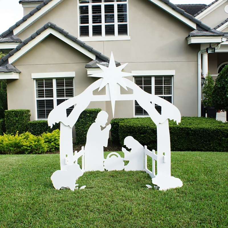 Minimalist Large Outdoor White Nativity Set