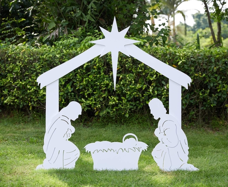 Minimalist White Outdoor Nativity Scene for Christmas