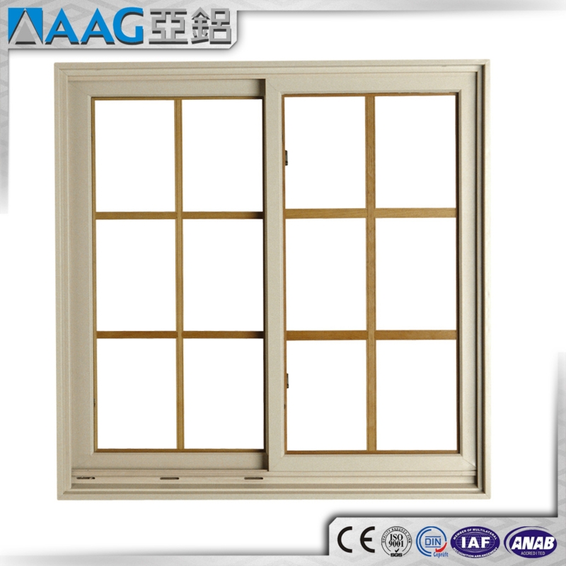 Modern Aluminium Sliding Window with Wooden Lattice