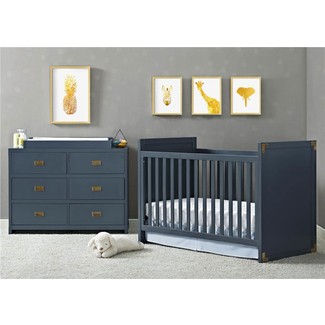 navy blue crib and dresser Modern + Minimal Nursery Gathered Living