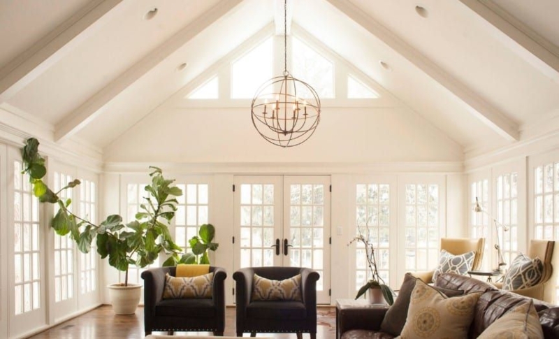 Modern Cathedral Ceiling Lighting with Natural Light
