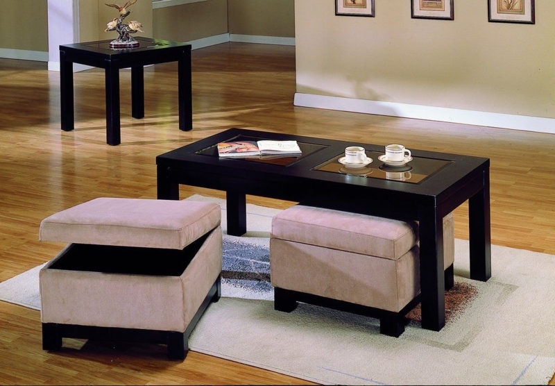 Modern Coffee Table With Storage Ottomans