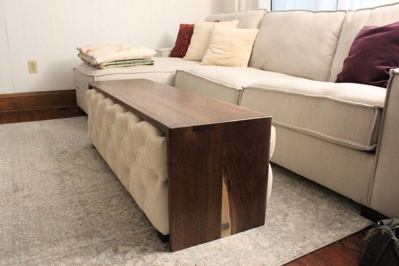 Modern Coffee Table with Upholstered Ottomans Storage