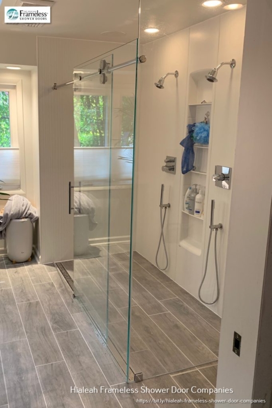 Modern Doorless Frameless Glass Half Wall Shower