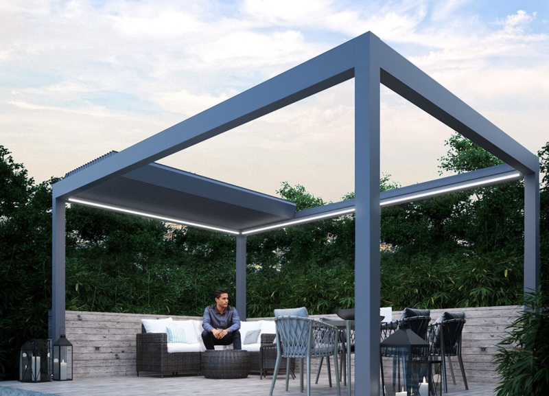 Modern Garden Pergola with LED Lighting in Cheshire