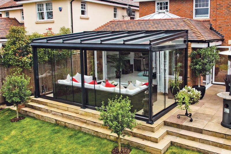 Modern Glass Pergola Room for Patio Seating