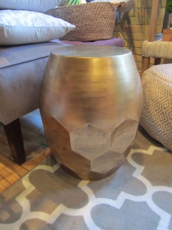 Modern Gold Drum Coffee Table for Living Room