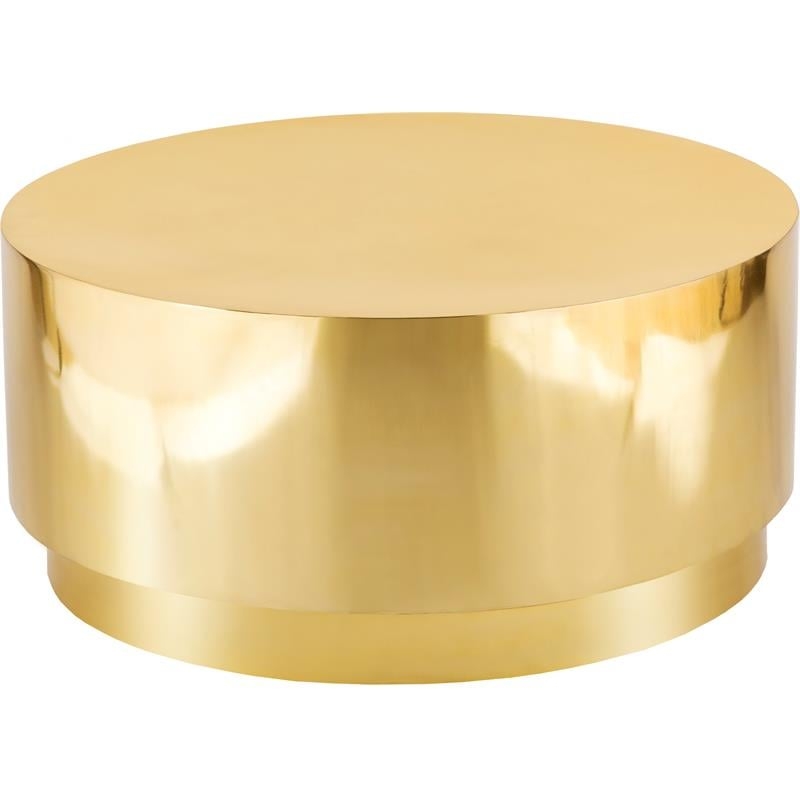 Modern Gold Stainless Steel Drum Coffee Table