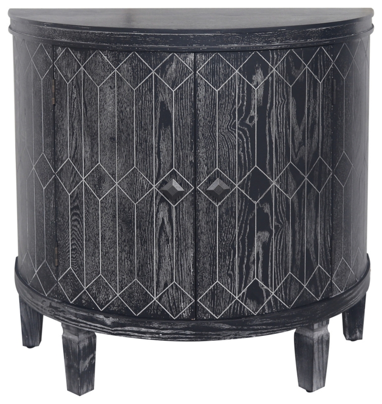 Modern Half-Moon Wooden Accent Cabinet