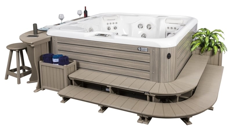 Modern Hot Tub with Built-in Seating and Storage