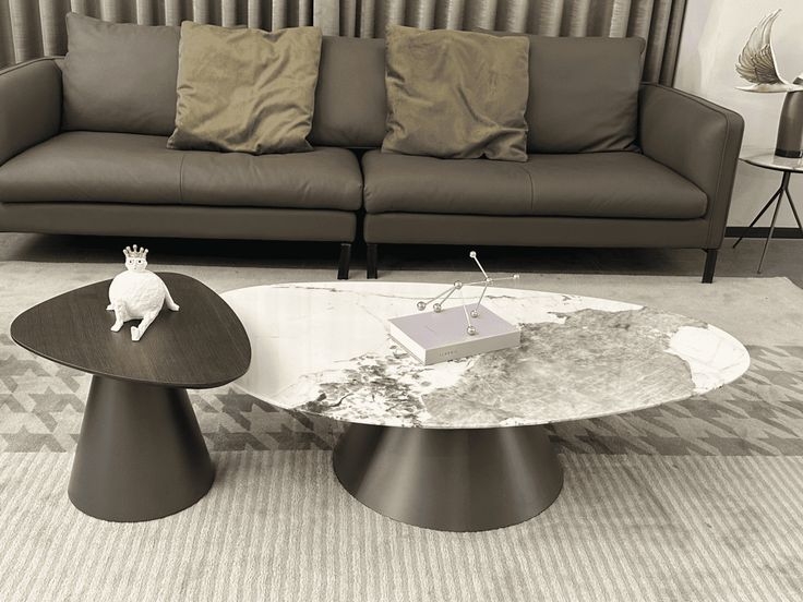 Modern Irregular Shape Coffee Table Set with Steel Base