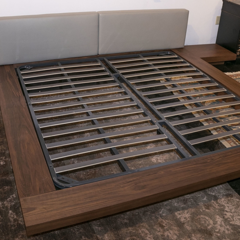 Modern King Size Platform Bed with Built-In Nightstands
