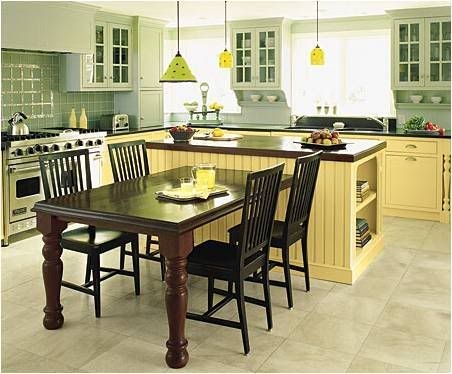 Modern Kitchen Island with Dining Table Hybrid Design