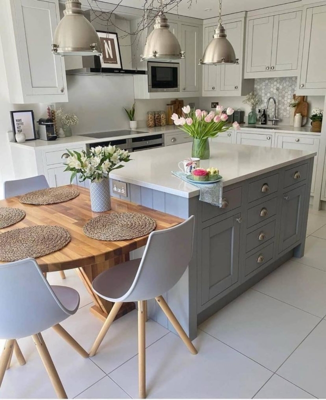 Modern Kitchen Island with Integrated Dining Table