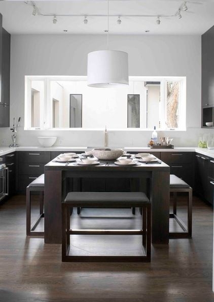 Modern Kitchen Island with Integrated Dining Table