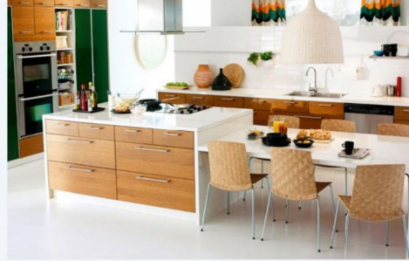 Modern Kitchen Island with Integrated Dining Table