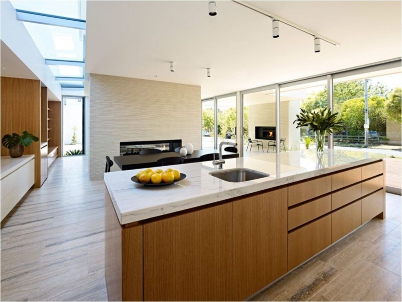 Modern Kitchen Island With Marble Top and Seating