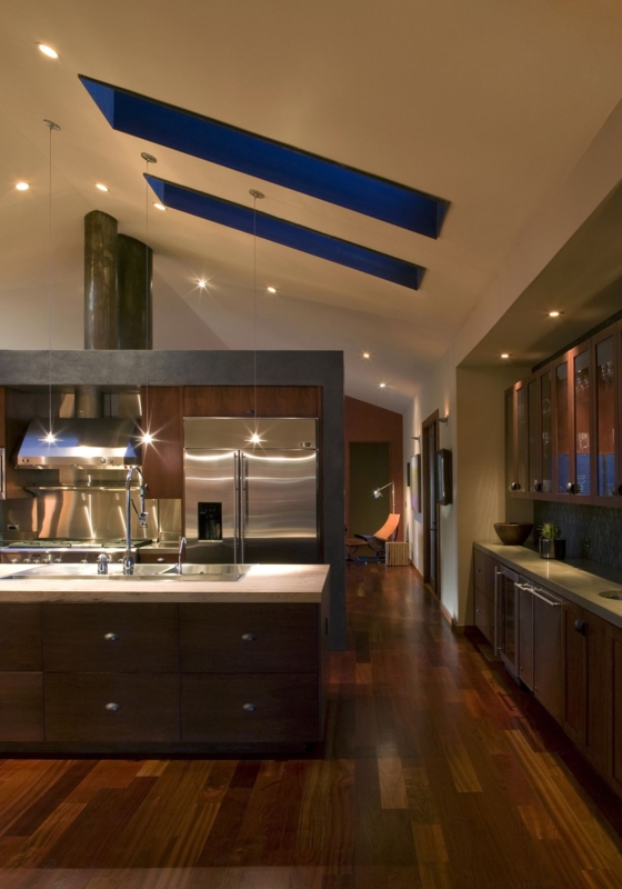 Modern Kitchen with Sleek Cathedral Lighting