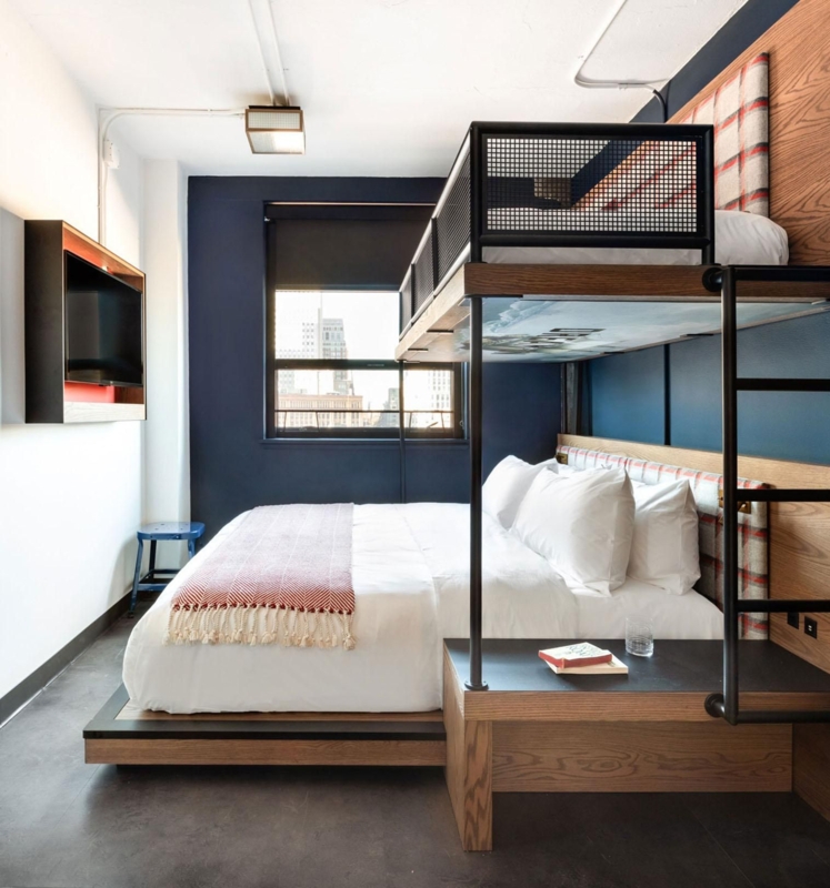 Modern Luxury Hotel Room with Stylish Bunk Beds