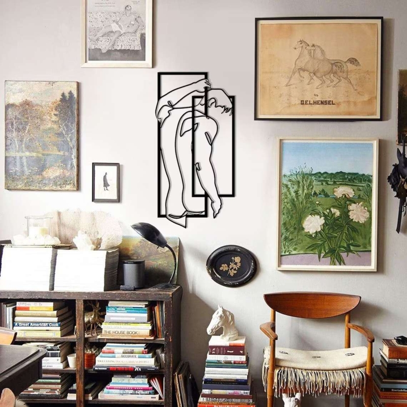 Modern Masculine Metal Line Art Wall Decor