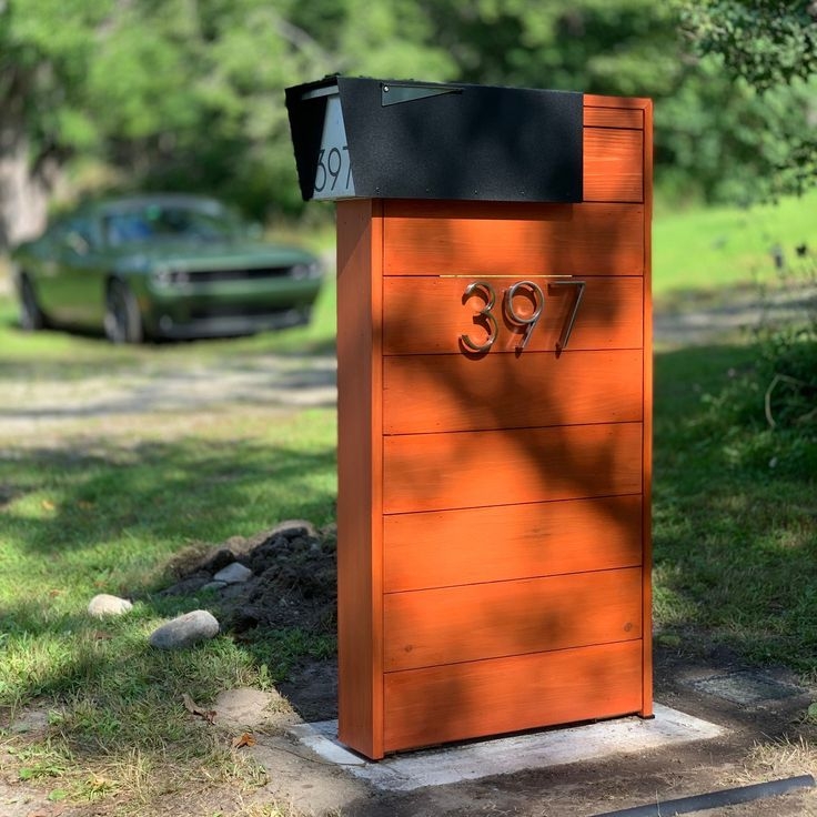 Modern Mid Century Style Orange Mailbox