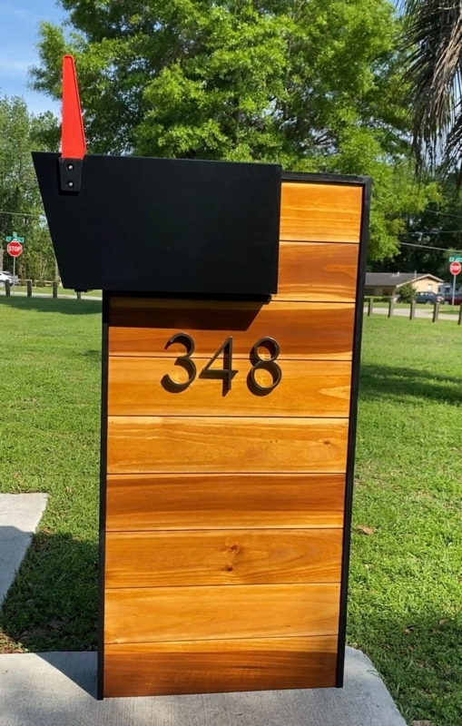 Modern Mid Century Wooden Mailbox Post Design