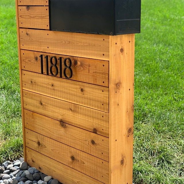 Modern Mid Century Wooden Mailbox with Black Metal