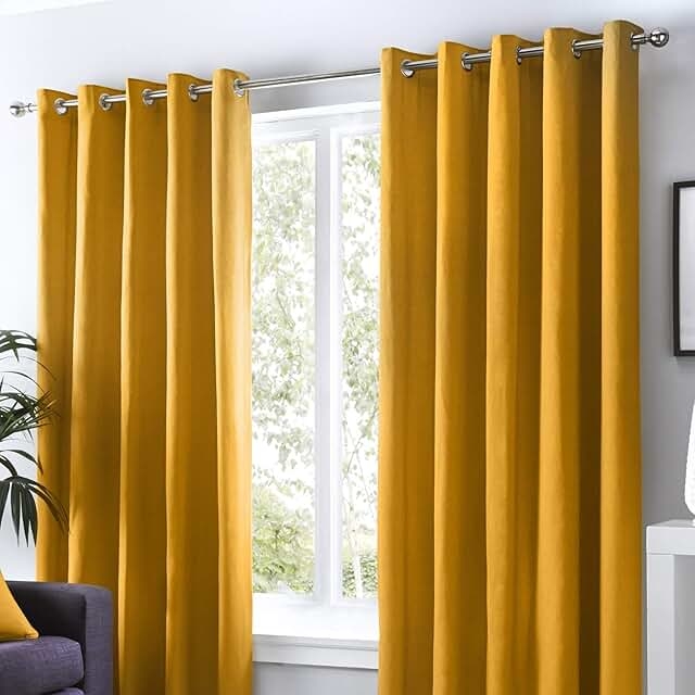 Modern Mustard Yellow Curtains in Living Room