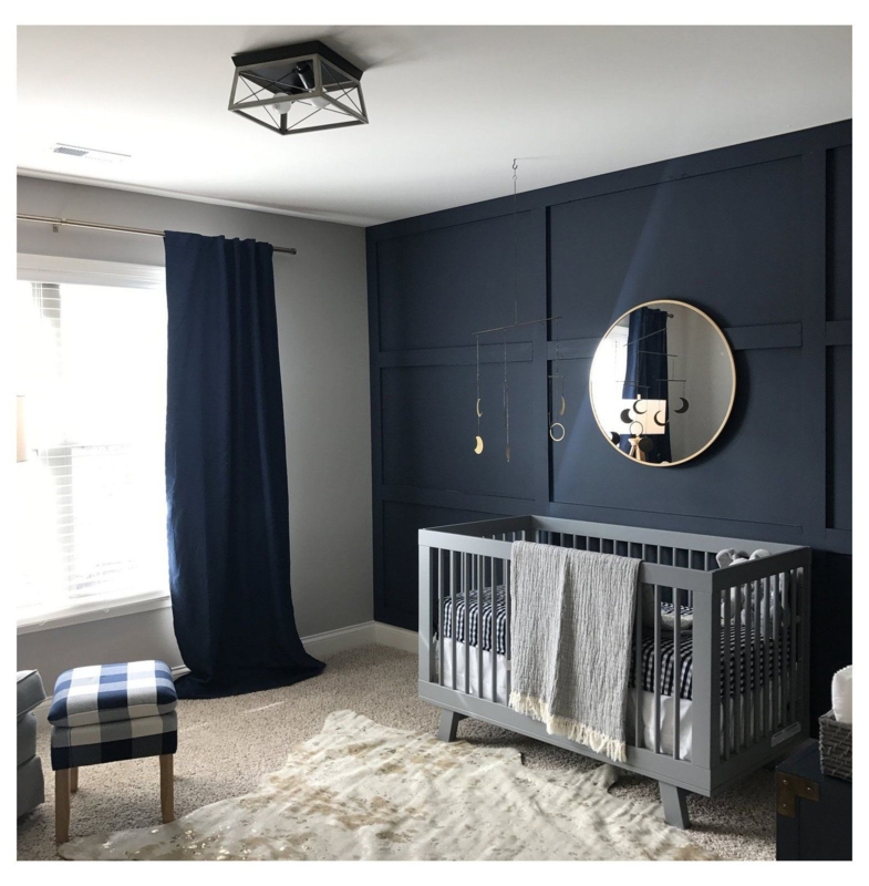 Modern Navy Blue Nursery with Grey Accents