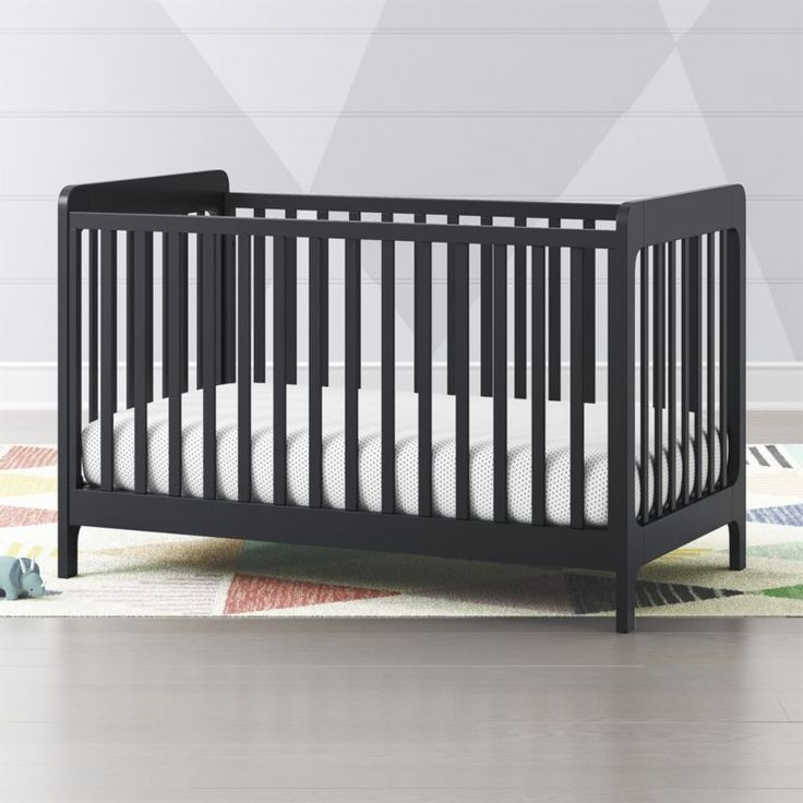 Modern Navy Blue Solid Wood Baby Crib