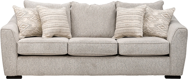 Modern Oatmeal Fabric Sofa with Patterned Accent Cushions