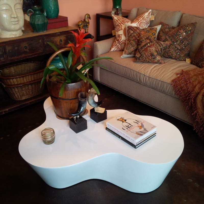 Modern Organic Shaped White Coffee Table